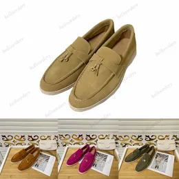 Designer-Loafer von Loro Piana, modische Freizeitschuhe, Wildleder-Loafer, runde Zehen, Gummi, flacher Absatz, Kleidschuhe, Größe 35 bis 45