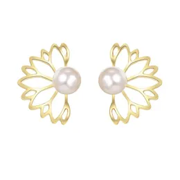 Stud Trendy Hollow Out Lotus Flower örhängen Sier Gold Plated Earring Women Lady Fashion Fine Jewelry Drop Delivery Dhgarden DHZ6R