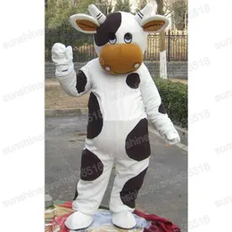 Halloween White and Black Milk Cow Mascot Costume Anpassning Animal Temakaraktär Karnival Vuxna födelsedagsfest Fancy Outfit