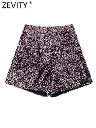 Kvinnors shorts Zanut Celana Pendek Bermuda Berpayet Desain Lipatan Modis Wanita Ritsleting Fly Kasual Chic Retro Slim Pantalon Cortos P3012 230515