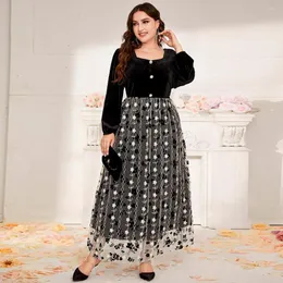 Casual klänningar överdimensionerad svart maxi lång klänning kvinnor plus size womans kläder vestidos de talla grande streetwear kväll fest kjol ol