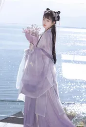 Casual Dresses Hanfu Dress Women Ancient Chinese Traditional Set Female Fairy Cosplay Outfit Set Purple Women's