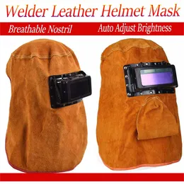 Mills Solar Auto Darking Filter Lens Welder Leather Hood Welding Breattable Helmet Mask Yellow READMOUNTERAD LINATHOUN