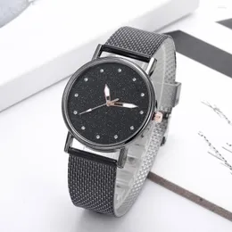 Avanadores de pulso Mulheres de luxo assistem shinestone Starry Sky Silicone Mesh Simple Fashion Quartz Relógio Zegarki