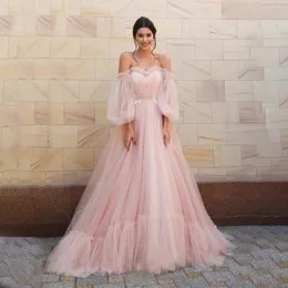 Party Dresses Puffy Sleeve Prom Sweetheart Applicques Pleat Ruched Floor Length Elegant Evening Clown A-Line Sweep Train