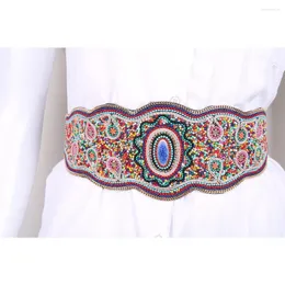 Bälten 2023 Bohemian Style Women's Pure Handmade Beads Elastic Waistband Sweet Cortile Decorative Belt SCM0033