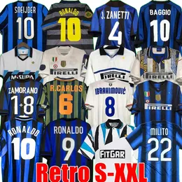 Final de camisa de futebol retrô 2009 MILITO SNEIJDER ZANETTI Milan Etoo Futebol 97 98 99 95 96 Baggio ADRIANO 10 11 07 08 09 Zamorano RONALDO Inters Ibrahimovic Cambiasso