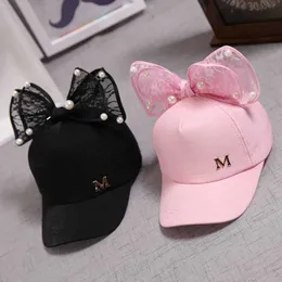 Snapbacks Cute Children Cap wiosna letnie dzieci baseball czapka dziewczyny snapback hop hop czapki rabbit ucho Pearl Big Bow Kid Sun Hat P230515