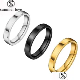Anéis de banda 4mm aço inoxidável para homens mulheres em branco anel pode gravar arestas altas jóias de noivado de noivado ajuste 511 entrega de queda dhox3