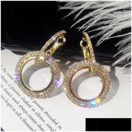 Dangle Chandelier Fashion Circle أقراط للنساء Girl New Crystal Crystal routing Brincos Party Jewelry Gift D Drop D Dhpt7