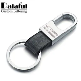 Dalakful özel yazı anahtarlık anahtarlık gerçek deri erkekler basit anahtar zincirleri Tutucu Keyfob araba aksesuarları için hediye K212