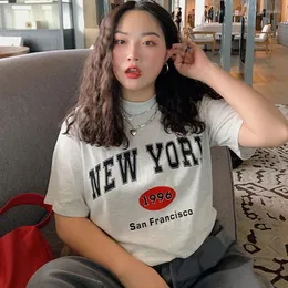 القمصان النسائية Y York San Francisco 1996 American Retro Print Bray Cotton Tee قصيرة الأكمام