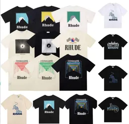 2023 Koszulki designerskie Summer męskie T-shirty damskie projektanci rhude dla mężczyzn topy liter polo haft haftowe