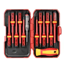 SCHROEVENDRAAIER 13PCS 1000V Skruvmejslar Bytbara isolerade skruvmejslar Set med magnetisk slitsad PhillipStorx Bits Electrician Repair Tool