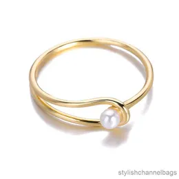 Pierścienie zespołowe Pearl Temperament Pierścienie dla kobiet proste romantyczne obrączkę weselną moda kobieca biżuteria elegancka palec prezenty dla żony