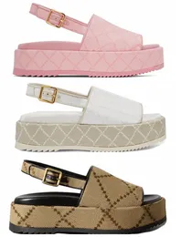 kvinnors flatform sandaler 55 mm höjd slingback duk glider ängel plattform heel tofflor mid häl loafers