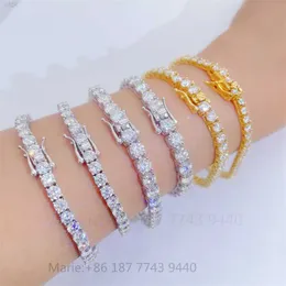 2022 Hot Sale Jewelry 14K Gold Plated Tennis Bracelet S925 Diamond Bracelet VVS Moissanite Tennis Chain