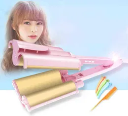 Nxy Curling Irons Hair Iron Ceramic Triple Professional Pipe Curler Egg Roll Styling Tools Styler Wand 2206138881360