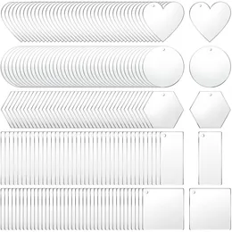 10pcs em espaços em branco acrílico pingentes de chaveiro transparentes incluem estrela em forma de hexagon de retângulo quadrado de coração de coração para artesanato diy