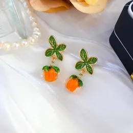 Dangle Earrings 2023卸売Persimmon Ruyi Glass Beadオイルエナメルファッション絶妙な女性