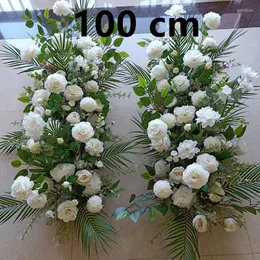 Decorative Flowers 100 Cm Party Celebration Wedding Decoration Background Road Lead Flower Row Artificial Arrangement Table Ball