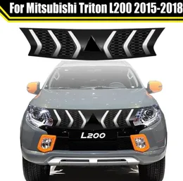 Offroad Car Modified Reserve Front Bumper Grille för för Mitsubishi Triton L200 2015 -2018 med dynamiska LED -lampor Racing Grilles
