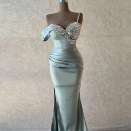 Sparkle Prom Dress Długa luksus 2023 Kobiety ukochane koralik długie satynowe bez rękawów sukienki wieczorne sukienki sexy formalne sukienki na imprezę szatą de soiree