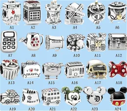 925 Charm Beads Akcesoria Fit Pandora Charms Biżuteria Dziewczyna Animal Robot Panda Kościa 10442