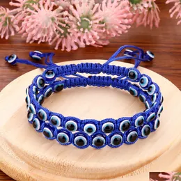 Bracelets de charme feitos à mão Turkish Lucky Evil Blue Eye para homens homens olhos trançados corda vermelha Jóias de amizade Jóias Del Del Dhgarden Dhpt8