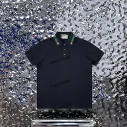 Xinxinbuy Men Designer Tee T Shirt 23ss Pszczoła haftowa kołnierz z krótkim rękawem bawełniane kobiety białe czarne xs-2xl