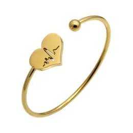 Charm Bracelets Stainless Steel Open Bracelet Gold Color Heart Simple Trendy Jewelry For Women Party Gifts Drop Delivery Dhdr4