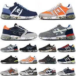 Premiata Mick Running Shoes Trainers Black White Gray Neon Blue Suede Men Outdoor Sports Sneakers Heaking