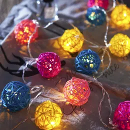 Strings 1.5M 6M Christmas LED String Lights Rattan Ball Garlands Holiday Wedding Party Decoration Fairy Light For Outdoor