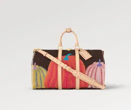Men's Duffel Bags X YK Keepall 50 Cm Practical Bag M46441 Yayoi Kusama Colorful Pumpkins Designer Spring and Summer Travel Bag Qd