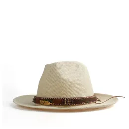 ケチなブリム帽子2023サンハット女性男性ストローとワイドパナマサマービーチサンボンネットファッションバンドサイズ58cm