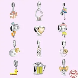 925 Charm Beads Akcesoria Fit Pandora Charms Biżuteria Rodzina Easter Egg and Motorcycle Bead