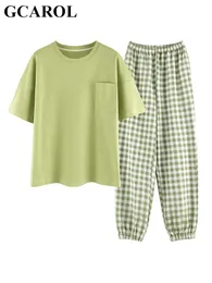 Mulheres do sono feminino gcarol women pijama 2 pcs conjuntos