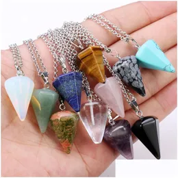 Подвесные ожерелья Reiki Pendum натуральный камень Amet Healing Tiger Eye Crystal Medition Hexagonal Pendum для мужчин Женщины Jewel Dhgarden DHV0M