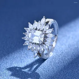 حلقات الكتلة Dente Roda sticrustada ascut 6 9mm diamante 925 Anel Prata Esterlina feminino estilo Europeu e Americano desejo