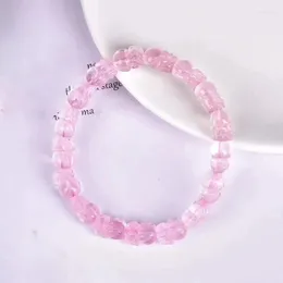 Braccialetti di cristallo naturale rosa fine filo fine braccialetto di perline Pixiu intagliato fortunato per gioielli di moda in pietra d'amore fresca