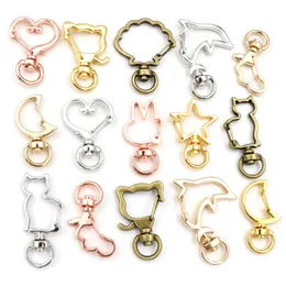 10st Cat Heart Snap Hook Trigger Clips Buckles For Keychain Lobster Lobster Clasp Hooks For Key Ring Clasp smycken leveranser