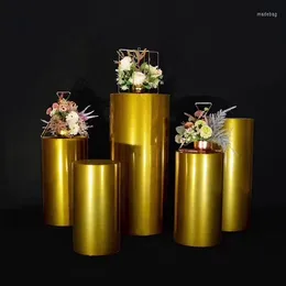 Party Decoration 5pcs/set)Wedding Plinths Wedding Pedestal Cylinders Pillar Gold Display Cube Stand For Stage Yudao319