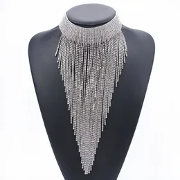 Hänghalsband za mode maxi lång kedja tofs halsband med kristall kvinnors lyxiga stora halsbandsmycken 230512