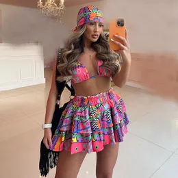 Vestido de duas peças Fandy Lokar Bandana Biquini Biquini Sexy Moman Fashion Summer Summer Momen Women Elegant Mini Cake