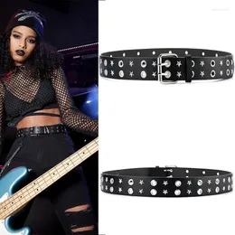 Bälten Kvinnors femspetsiga stjärna med dubbelrad nål Buckle Belt Female Student Punk Eye Rivet för kvinnor stift midjeband