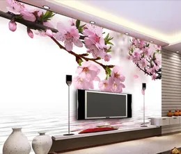 Tapeten CJSIR Home Decor 3D Wallpaper Pfirsichblüte TV Hintergrund Wandmalerei Wohnzimmer Schlafzimmer Wandbilder