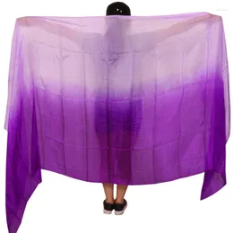 Stage Wear Real Silk Belly Dance Veil 250/270 114cm 5mm/8mm Purple Light Hand Dye 액세서리는 사용자 정의 할 수 있습니다.