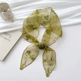 Scarves Embroidery Lace Small Scarf Flower Solid Color Floral Neck Shawl Thin Headscarves Ribbon Wrist Band Hair DIY