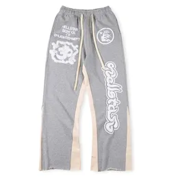 Grey Sweatpants Flare Pants Eur Size Men Women Hip Hop Painted patchwork Unisex Joggers Drawstring Street Wear Trousers