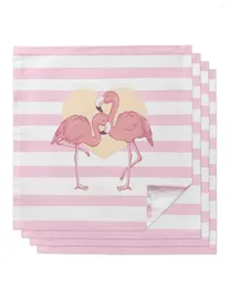 Bord servett 4st rosa randiga flamingo fyrkantiga servetter 50 cm fest bröllop dekoration tyg köket servering